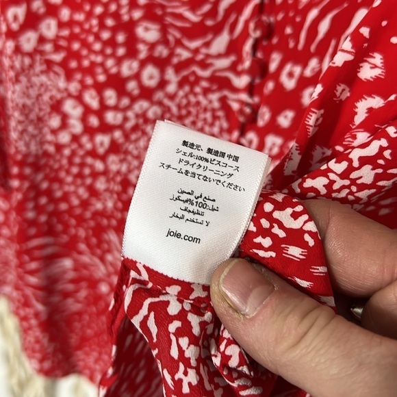 Joie Red & White Leopard Print Long Sleeve Blouse Size XS - Picture 11 of 13